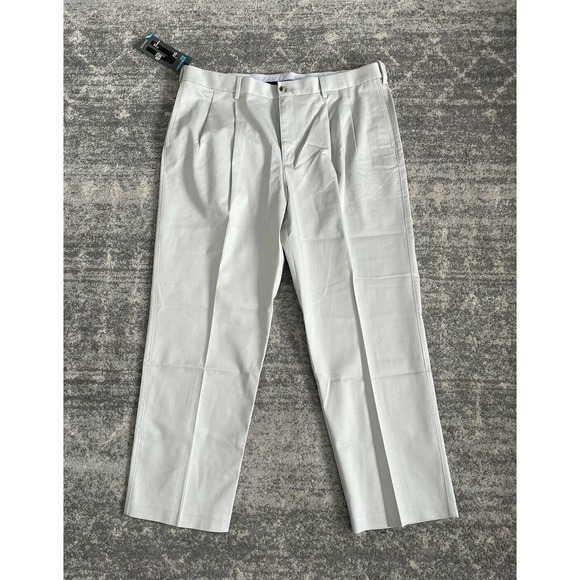 Savane Mens Size 38x29 Slacks Pleated Dress Pants Gray Straight Fit NWT O6